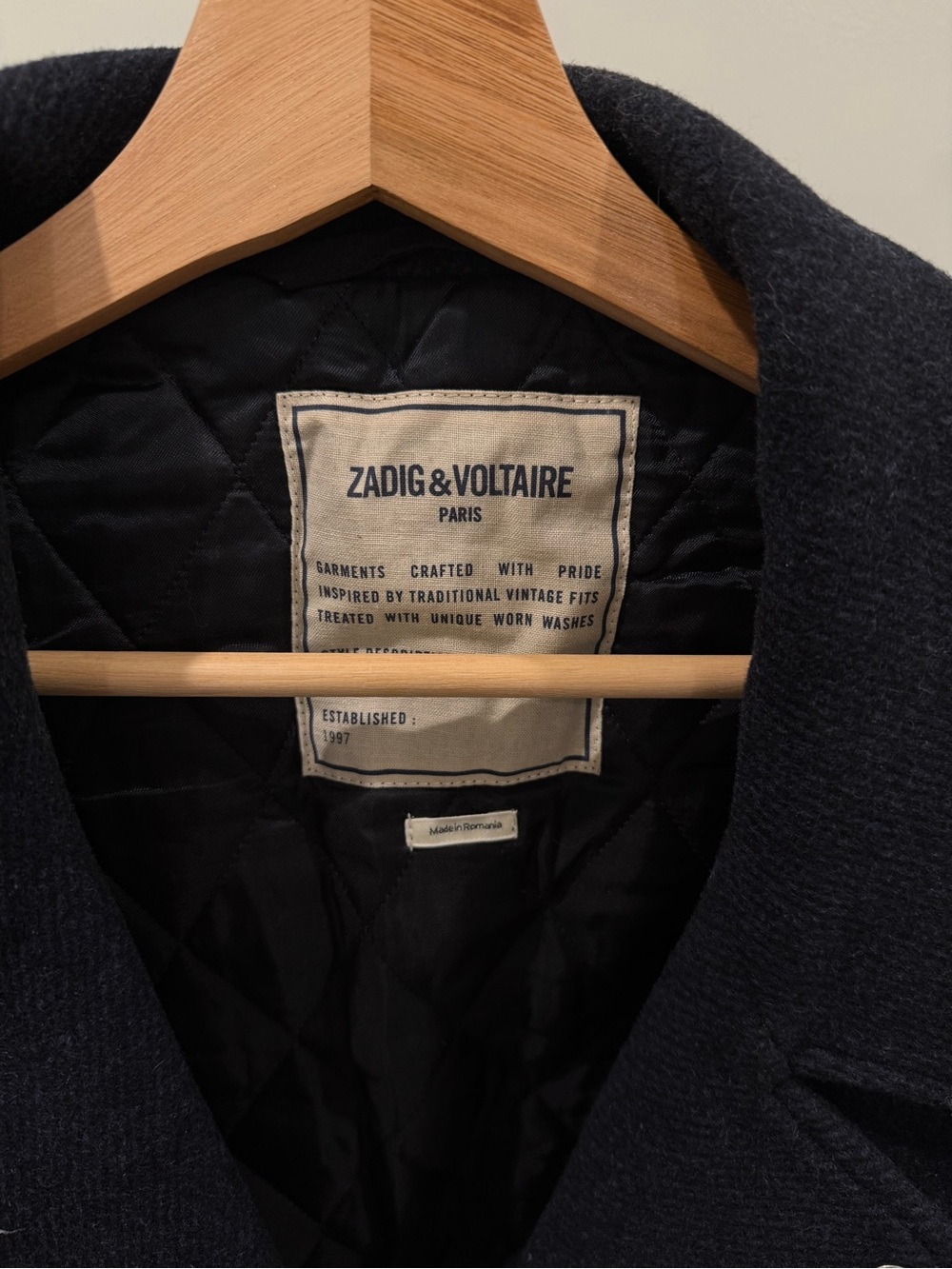 Zadig & Voltaire Men's Dark Navy Pea Coat